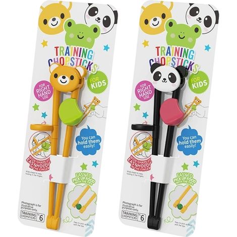 Paires baguettes apprentissage enfants réutilisables, droitier/gaucher, snacks/pinces alimentaires (1/4)