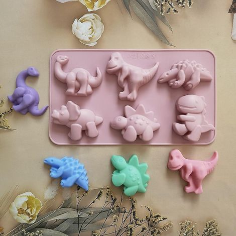 moule En Silicone, Moule Chocolat En Forme De Dinosaure 3d Rose 6 Grilles, Moule Muffins, Moule Savon, Moule Ptisserie, Adapt Aux Travaux Man (1/5)