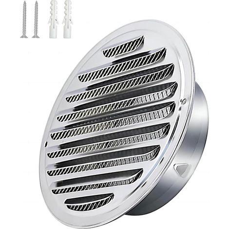 Rejilla de ventilación de acero inoxidable, salida de aire de 150 mm, mosquitera, baño (1/5)