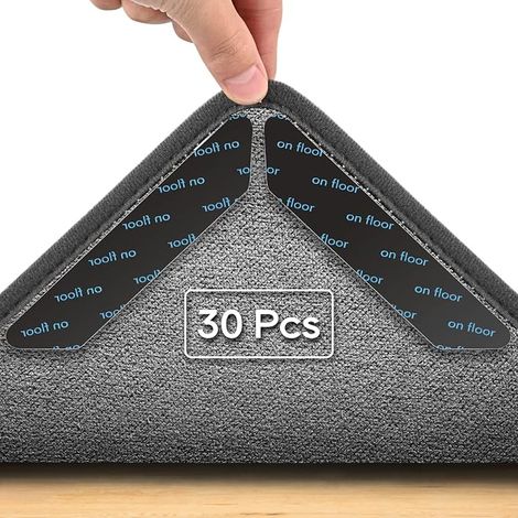 Anti Slip Mat, 30 Pcs Rug Grippers, Non-Slip Stickers, Reusable Trapezoidal for Hardwood Floors, Rugs (1/5)