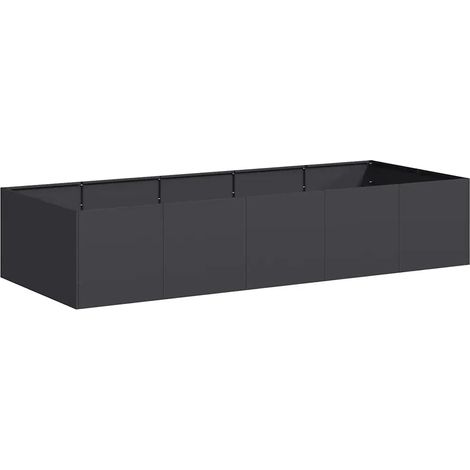 Jardinière en acier laminé à froid 200 x 80 x 40 cm design moderne pour jardin balcon extérieur en noir (1/5)