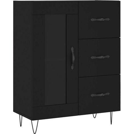 Maison La Vie - Buffet Salon Moderne - Meuble de rangement - noir 69,5x34x90 cm bois d'ingénierie bu4948 (1/5)