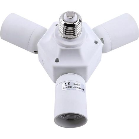Adaptateur Douille E27 vers 4 E27, Multiplicateur de Lumière en PBT Résistant à la Chaleur, 90-240V, Idéal pour Photographie et Éclairage Intense (1/4)