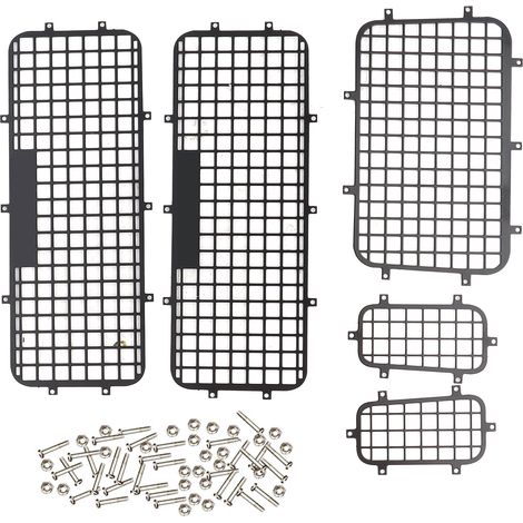 Grille de protection 3D métallique pour vitres arrière de voiture RC, 2 pièces filet pour hayon et custode (1/5)