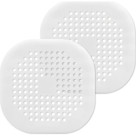 Shower hair catcher, kitchen sink strainer with suction cup for kitchen, bathroom, 2 pieces (white) (1/5)