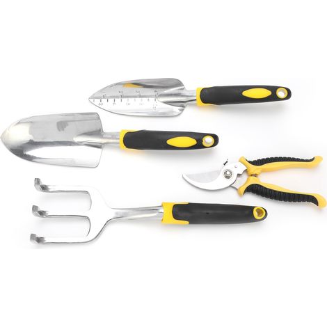 Ensemble d'outils de jardin 5 pièces comprenant une bêche à transplanter et un sécateur avec une tête robuste en aluminium moulé sous pression (1/5)