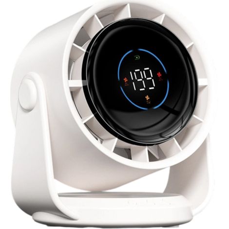 1 Ventilateur de bureau, affichage numérique, rechargeable USB, 100 vitesses, silencieux, portable, maison, bureau, camping (1/5)