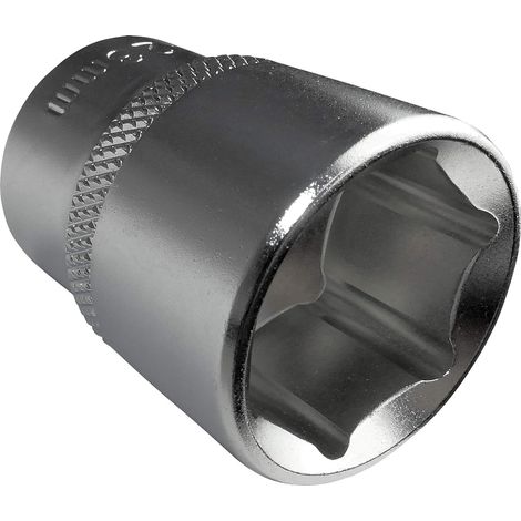 Douille de Vissage/Embout - Courte - 1/2x23mm - pour Clé/Cliquet Manuelle/Pneumatique - Corps Cylindrique - Hexagonale/6 Pans Allen - en Acier CR-V - Couleur Argent (1/2)