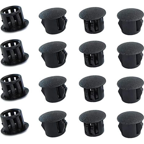 Bouchons ronds en plastique (noirs, 8mm), 20 pièces, couvercles de trous de meubles, couvercles de trous en plastique, bouchons de perçage pour serrures de trous de meubles (1/4)