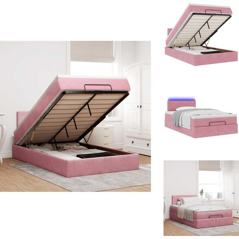 Cadre de lit ottoman avec matelas rose 120x200 cm velours - Cadre De Lit Ottoman - Cadres De Lit Ottoman - Cadre De Lit - Cadre De Lit Avec Rangement (1/5)