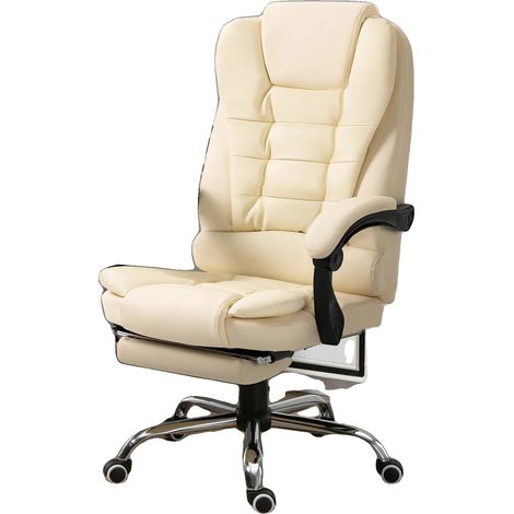Chaise de bureau, hauteur réglable, design ergonomique, 109-117x64,5 cm, BLANC (1/2)