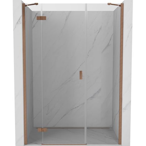 Mexen Mist-H porte de douche pivotante gauche 120 cm, transparent, cuivre brossé - 8A5-120-001-65-00-L (1/5)