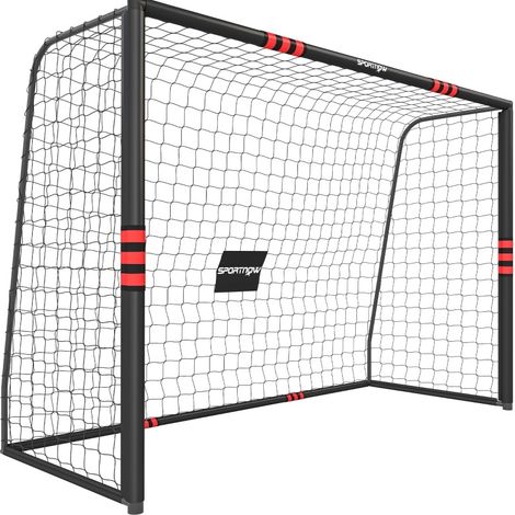 Fußballtor 300 x 200 cm mit Netz, 5 Bodenankern, schwarz und rot HAVRYA (1/5)