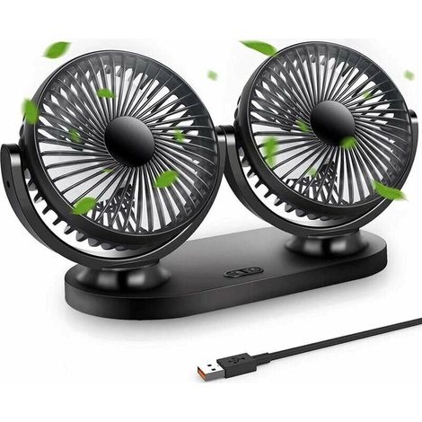 Ventilador USB Mini Ventilador de doble cabezal 360° Giratorio 3 velocidades Ventilador portátil para automóvil/mesa/camping/pesca, etc. (1/4)