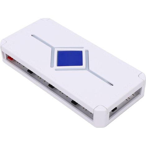 Contrôleur de Hub de Ventilateur ARGB PWM, Conception Magnétique Prenant en Charge jusqu'à 18 Ventilateurs avec 9 Interfaces PWM et 9 ARGB, pour la Gestion des Câbles du Bo (WHITE) (1/5)