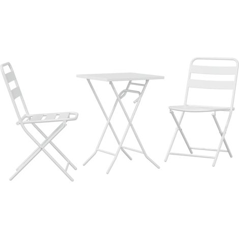 Maison Exclusive - Set Bistro da Giardino 3 pcs Bianco Acciaio