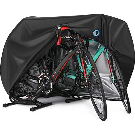 Housse de vélo pour 2 ou vélos d'extérieur, housse de vélo imperméable contre la pluie, le soleil, la poussière, la poussière, le vent avec trou de verrouillage pour vélo de montagne électrique (1/5)
