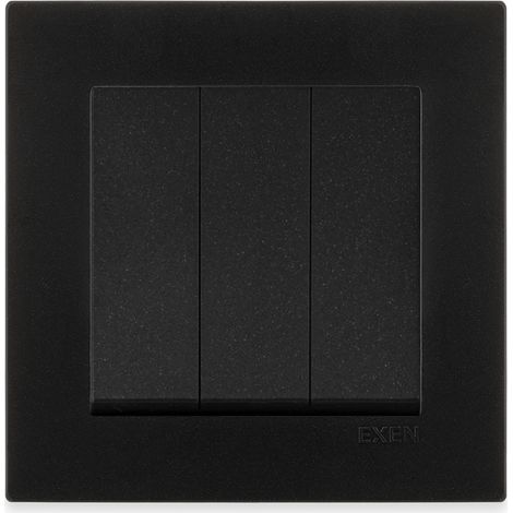 Triple interrupteur noir métallisé 10A 250V avec cadre simple Série Karell EXEN (1/3)
