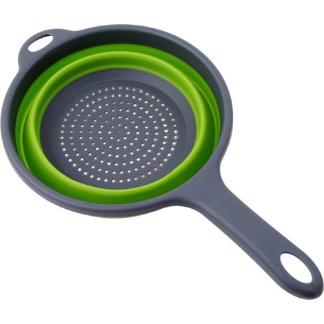 Filtre Évier Pliable Avec Poignée - Passoire Pour Légumes Et Fruits - Silicone Alimentaire - 34 x 20 x 4 cm - Vert (1/5)