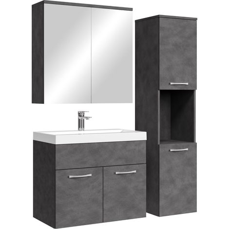 Badezimmer Badmöbel-Set Montreal mit Spiegelschrank 60cm Waschbe