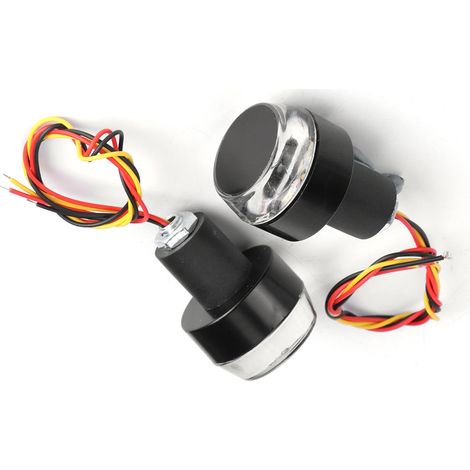 2pcs Feux de Guidon Moto LED Clignotants Indicateurs Embouts de Guidon Éclairage Latéral (Blanc Jaune) (1/3)