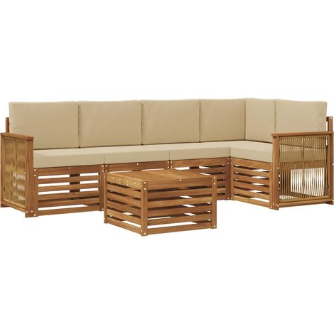 Conjunto de sofás de exterior 6 uds. Natural vidaXL (1/5)