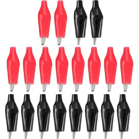 20 Pièces de Pinces Alligator, Pinces Crocodile Isolées, Pinces de Câble de Démarrage pour Voiture, Pinces Crocodile en Cuivre pour Les Tests Électriques (Rouge et Noir) (1/5)