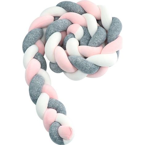 GDHZS-Tour de lit bébé- 3 Tissage Bébé Coussin Serpent Tressé Pare - Choc Velours Protection lit Bumper Pépinière pour Les Nouveau-Nés Lit Chambre Décor avec, poudre grise dénoyautée—1M (1/5)