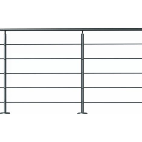 Kit garde-corps aluminium gris anthracite 2m pose à plat, Prestio KORDO