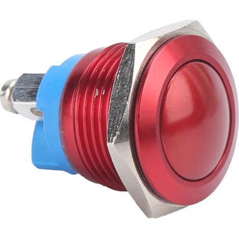 Interrupteur à bouton-poussoir métallique à bille, entièrement oxydé, réarmement automatique, vis de réglage, commande au pied, 16 mm, 220 V (rouge)