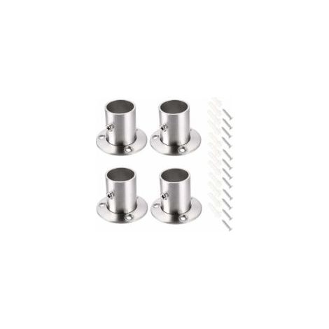 Juego de 4 soportes para barra de cortina, soporte para riel, soporte para barra de enchufe, juego de bridas de acero inoxidable, soportes para extremos de barra de cortina de armario (plateado) - Cre (1/4)