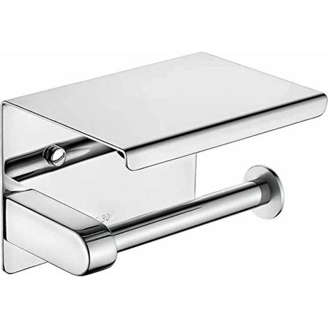 royaluxe - Porte Papier Toilette, Support Papier Toilette Mural, 304 Acier Inoxydable Porte Rouleau Toilette, Installation avec Vis ou 3M Auto-adhésif, Argent (1/5)