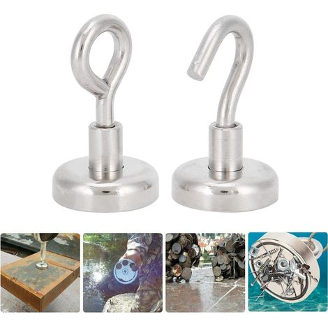 2 crochets magnétiques pour la pêche, aimants de cuisine, accessoires de quincaillerie, revêtement 3 couches N35 (1/5)