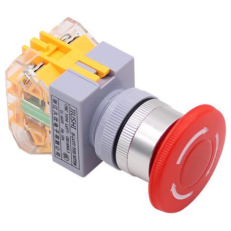 LAY37-11ZS Red Mushroom-Shaped Emergency Stop Button Switch for Electrical Equipment Control, Silver Dot (1/3)
