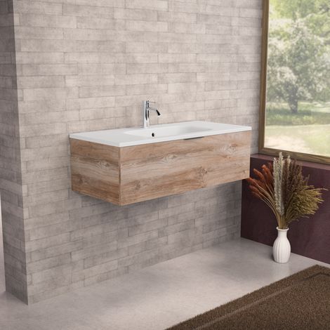 Inda - Mobile bagno 100 cm Rovere naturale con 1 cassetto e (1/5)