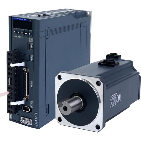 Kit de servomoteur AC série A6, servomoteur 1000W, 3000tr/min, 3,18Nm avec frein, codeur absolu 17 bits, IP67 + contrôleur servomoteur AC 1000W RS485 + câble de 3 m (1/5)