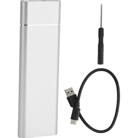 Boîtier SSD M.2 double protocole NVMe PCIe SATA, étui mobile en alliage d'aluminium argenté pour disque dur externe, transfert haute vitesse USB Type C (1/5)