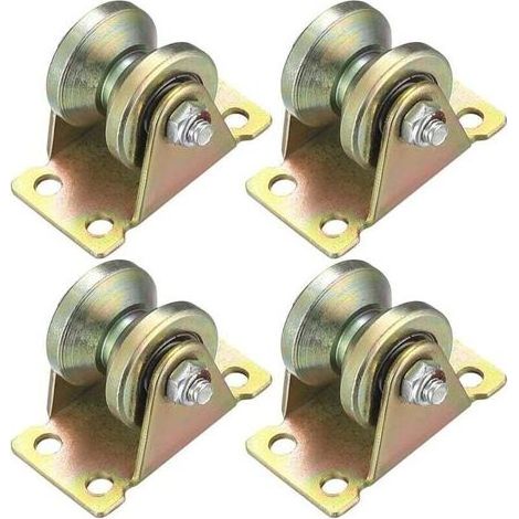4 Pièces Poulie de Levage Mouflage, Roulette à Rainure en V, Roulettes de Levage, Roue Gorge Poulies Cable pour Cordes Rail Portail Coulissan (Roulette à Rainure en V) (Poulie en V) (1/5)