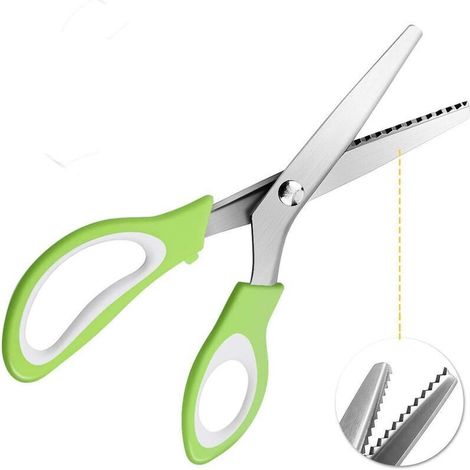 Ciseaux à denteler Ciseaux Cranteurs de Couture pour Tissu Qualité Professionnelle 24cm- Verts