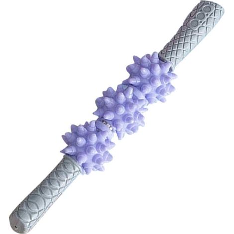 Bâton de massage musculaire violet, 3 roues à picots, pour dénouer les tensions et améliorer la circulation (1/5)