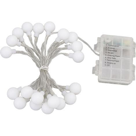 Runde LED-Kugellichterkette, 20 LEDs, 2 m, 8 Modi, Timer, wasserdicht, tragbar, dimmbar, dekorativ, märchenhaft (1/5)