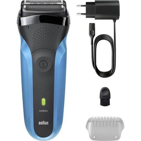 Rasoir électrique BRAUN Series 3 - Bleu et noir - Autonomie 30 minutes - Charge rapide 5 minutes (1/5)