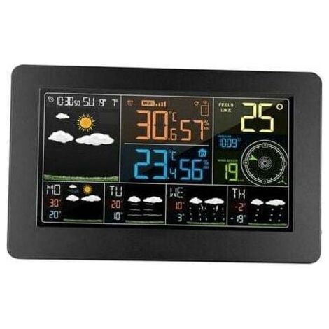 Station météo Wifi multifonction couleur App Contrôle intelligent Moniteur météo Température extérieure Humidité intérieure Pression atmosphérique numérique Fonction horloge de vitesse du vent avec ca (1/5)