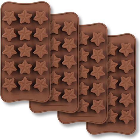 Molde de chocolate con forma de estrella de 15 cavidades, juego de moldes de silicona antiadherentes de grado alimenticio para dulces, gelatina y cubitos de hielo. (1/5)