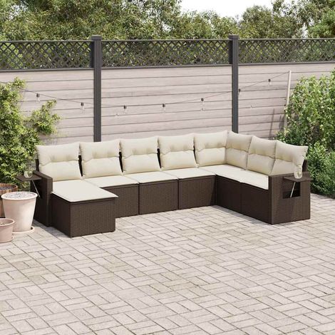 Set sofás de jardín 8 piezas y cojines ratán sintético marrón vidaXL (1/5)