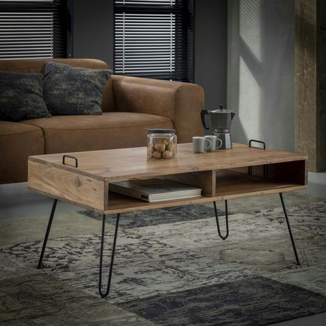 Table basse scandinave bois massif 100 cm MELBOURNE (1/5)