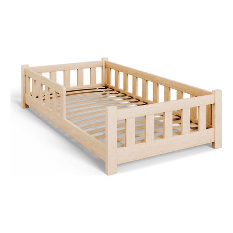 Letto per bambini PINI 160x80 basso in legno non verniciato - Naturale