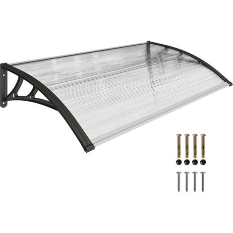 Auvent extérieur pour fenêtres et portes en polycarbonate et aluminium 110x60x18 cm transparent (1/5)
