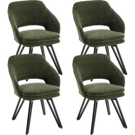 Set di 4 Sedie da Pranzo Sedie da Cucina Girevole in Tessuto Sedie Soggiorno con Gambe in Metallo, Poltrona Imbottite per Ristorante, Verde