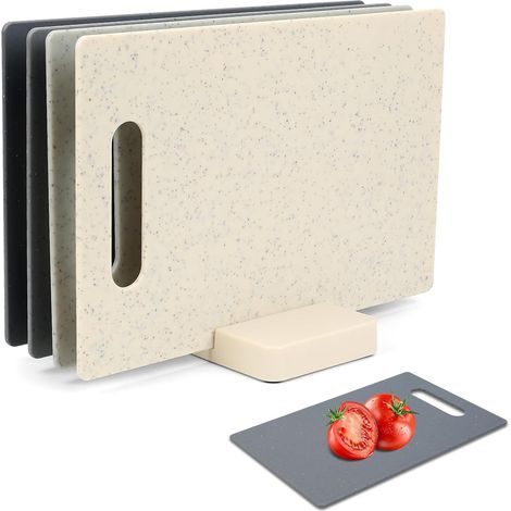 Planche à Découper pour Fruits : Lot de 4 Planches en Plastique avec Support, Compatibles Lave-Vaisselle (1/5)
